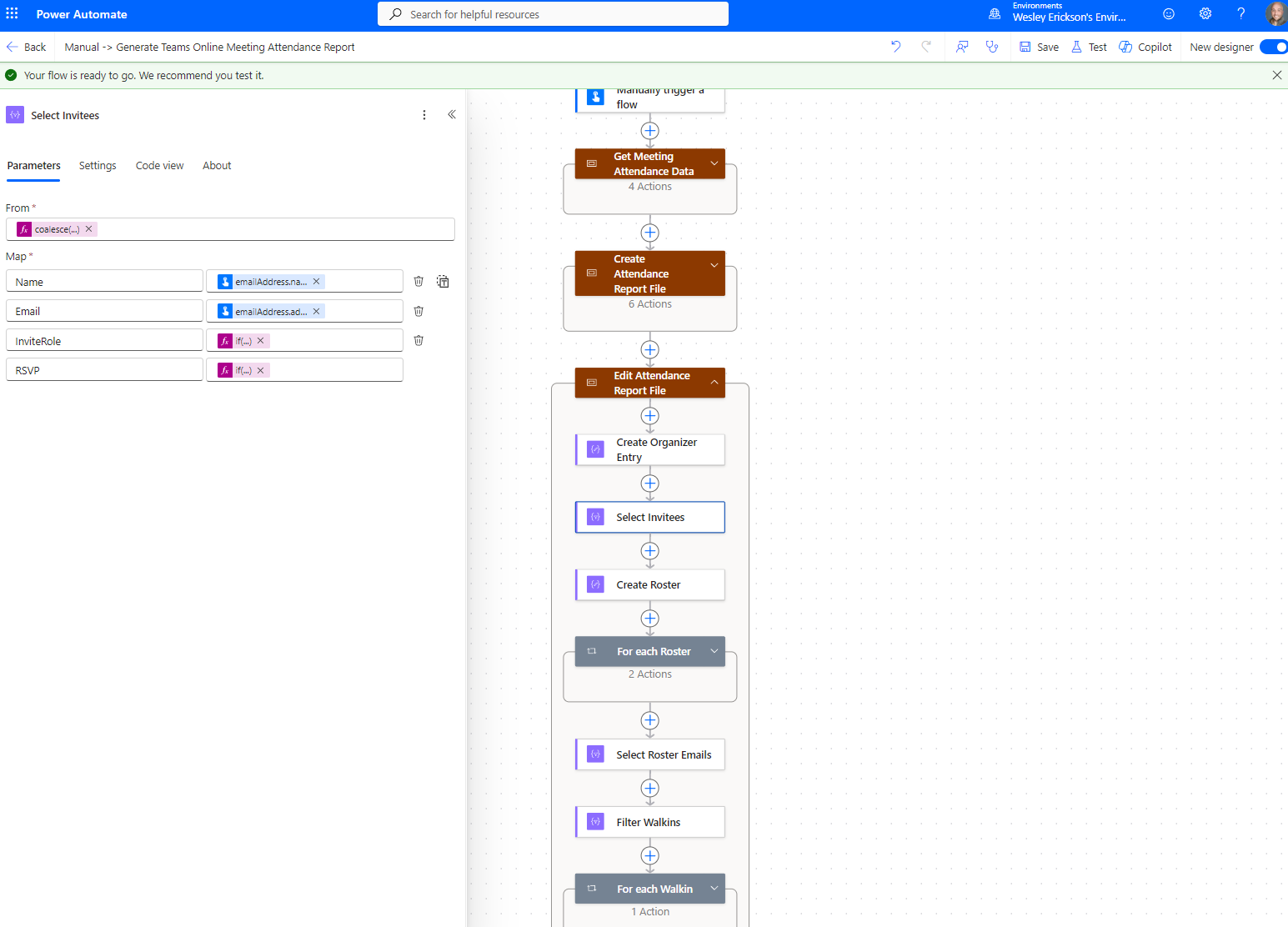 Get File Content action configured with the folder picker — not a typed path